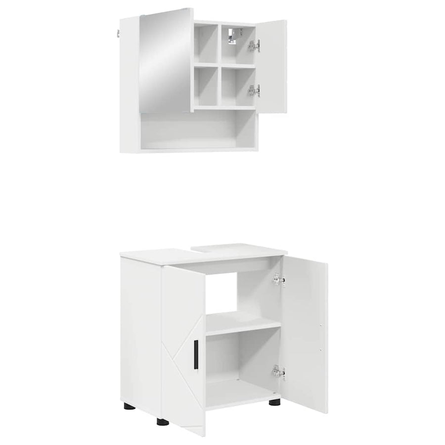 Badkamermeubelset 2 pcs Wit 61 x 35 x 64 cm Bewerkt hout