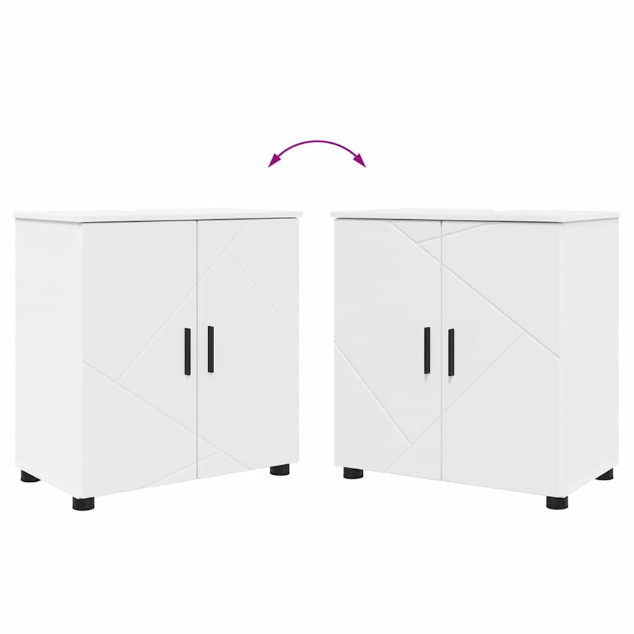 Badkamermeubelset 2 pcs Wit 61 x 35 x 64 cm Bewerkt hout