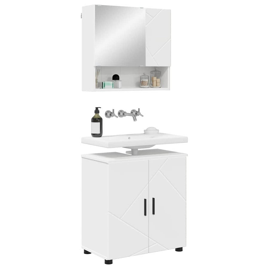 Badkamermeubelset 2 pcs Wit 61 x 35 x 64 cm Bewerkt hout