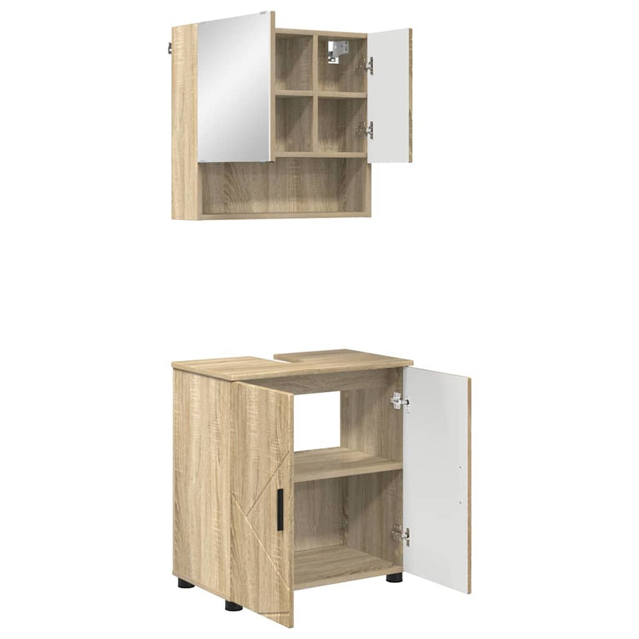 Badkamermeubelset 2 pcs Sonoma Eiken Bewerkt hout & Metaal