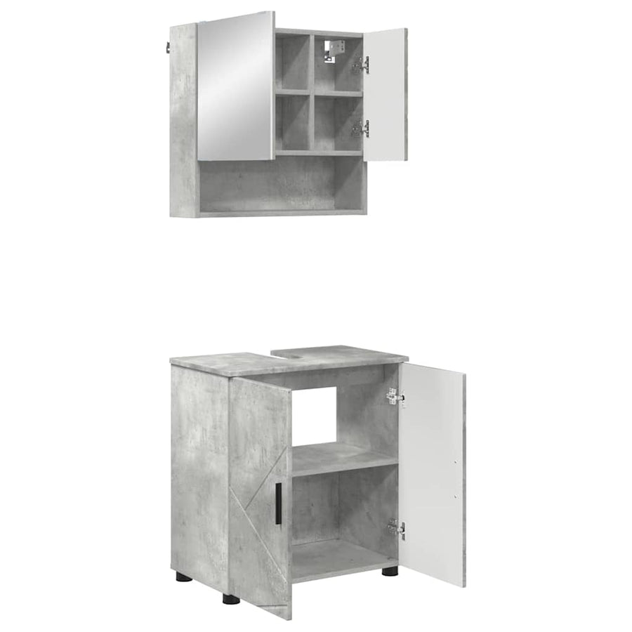 Badkamermeubelset 2 pcs Betongrijs 61 x 35 x 64 cm Bewerkt hout