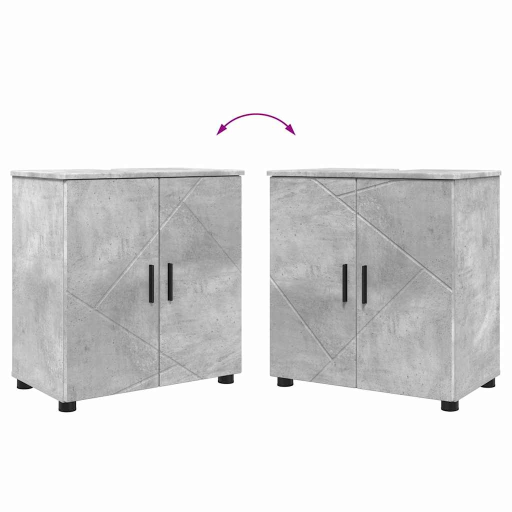 Badkamermeubelset 2 pcs Betongrijs 61 x 35 x 64 cm Bewerkt hout