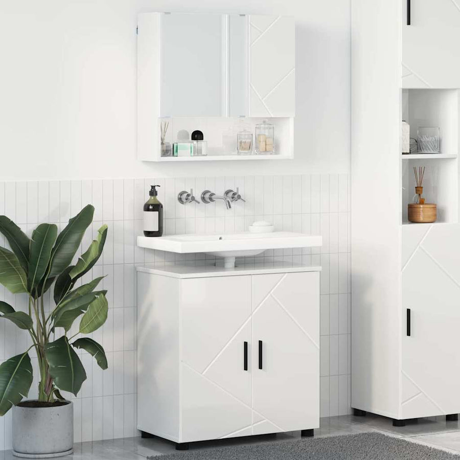 Badkamermeubelset 2 pcs Hoogglans wit 61 x 35 x 64 cm