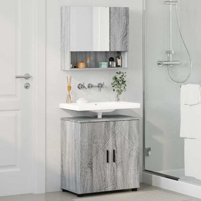 Badkamermeubelset 2 pcs Grijs Sonoma Bewerkt hout & Metaal