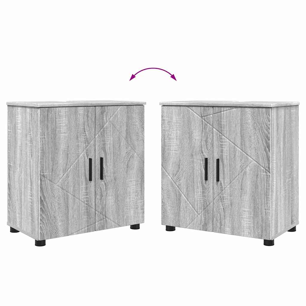Badkamermeubelset 2 pcs Grijs Sonoma Bewerkt hout & Metaal