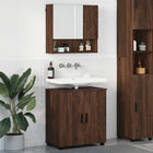 Bathroom furniture set 2 pcs Brown Engineered wood & Metal