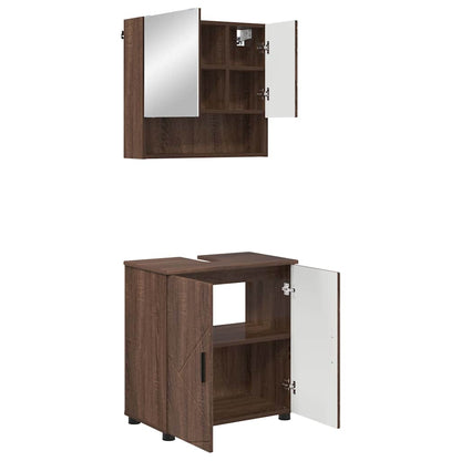 Badkamermeubelset 2 pcs bruin eikenkleur 61 x 35 x 64 cm