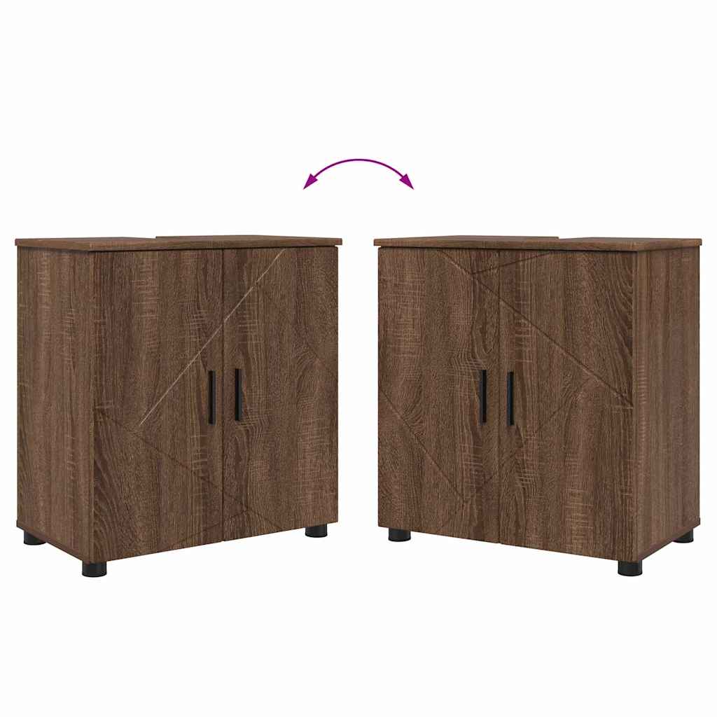 Badkamermeubelset 2 pcs bruin eikenkleur 61 x 35 x 64 cm