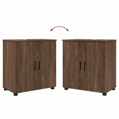 Badkamermeubelset 2 pcs bruin eikenkleur 61 x 35 x 64 cm