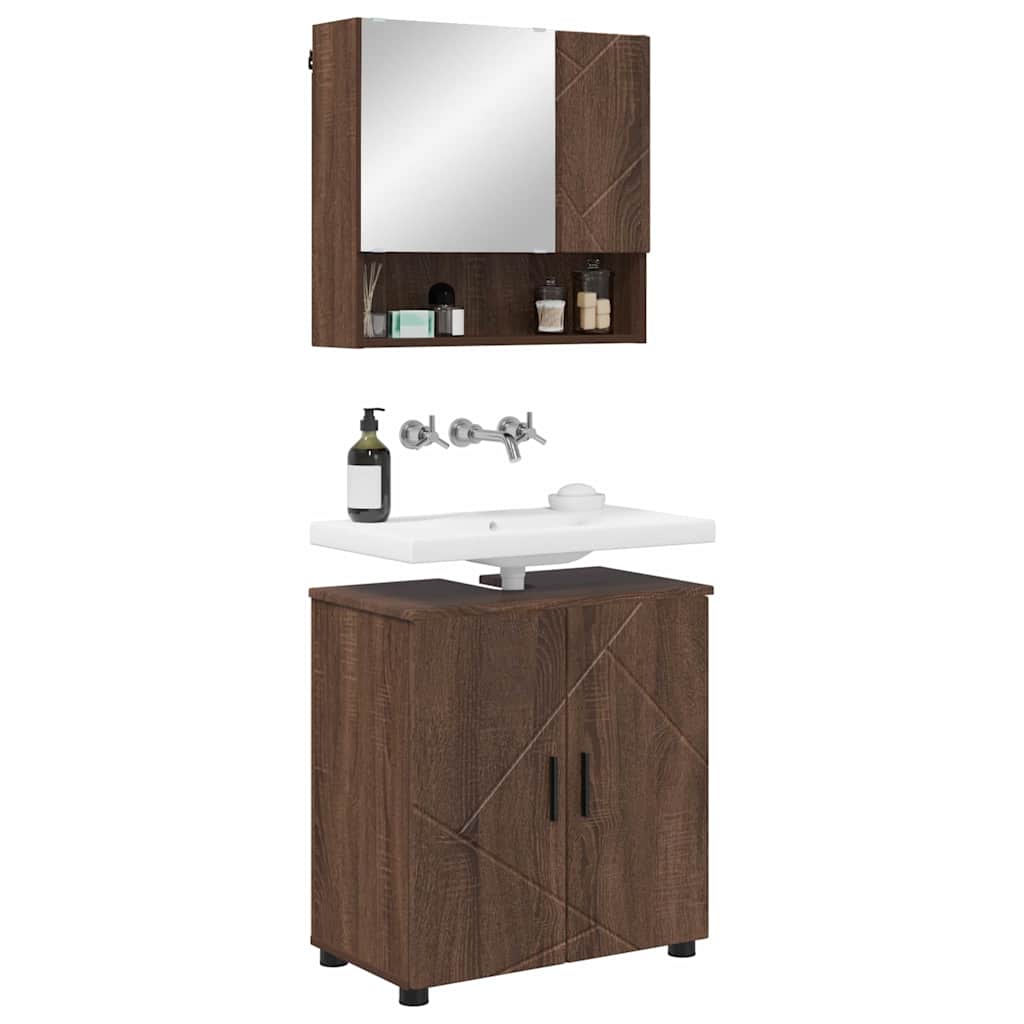 Badkamermeubelset 2 pcs bruin eikenkleur 61 x 35 x 64 cm