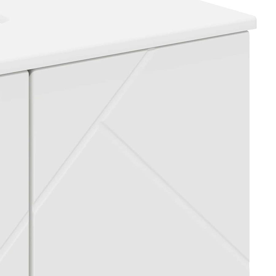Badkamermeubelset met opslag 3 pcs Wit Bewerkt hout & Metaal