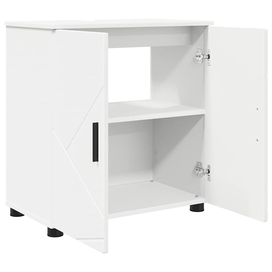 Badkamermeubelset met opslag 3 pcs Wit Bewerkt hout & Metaal