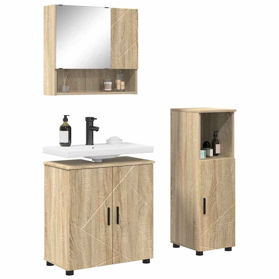 Badkamermeubelset 3 st Sonoma Eiken 61 x 35 x 64 cm
