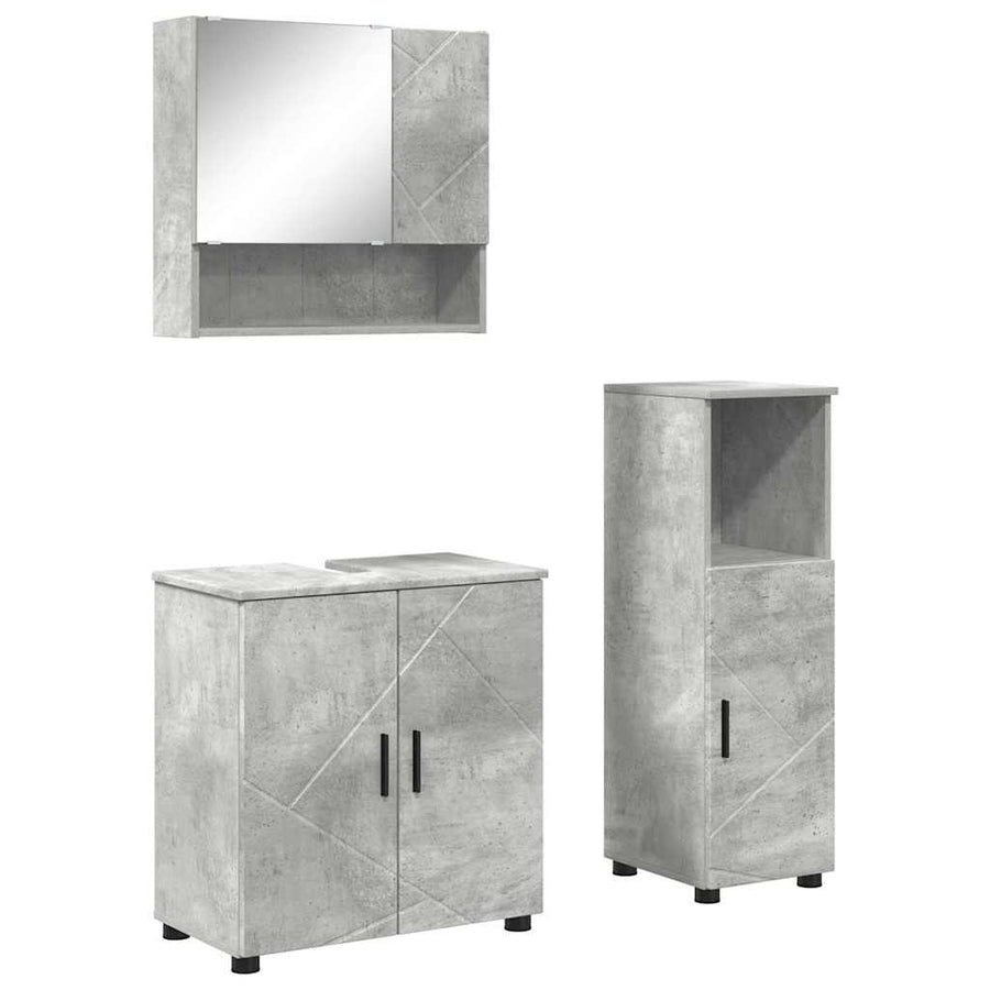Badkamermeubelset Wandgemonteerd 3 pcs Betongrijs Bewerkt hout
