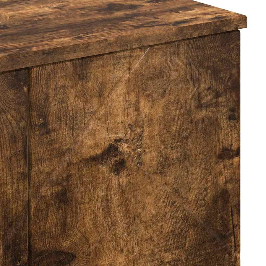 Badkamermeubelset 3 pcs Gerookt eiken Bewerkt hout & Metaal