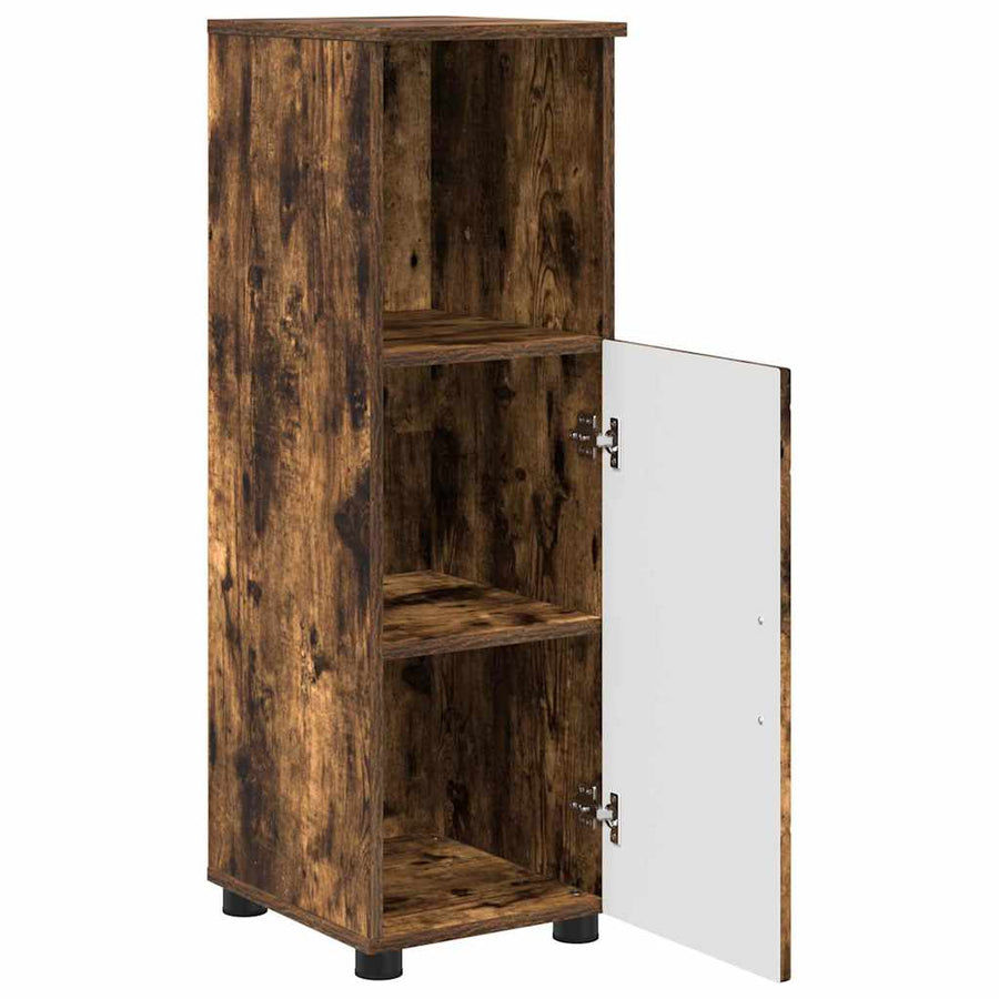 Badkamermeubelset 3 pcs Gerookt eiken Bewerkt hout & Metaal