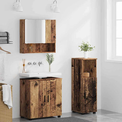 Badkamermeubelset 3 pcs Oud Hout Bewerkt hout & Metaal