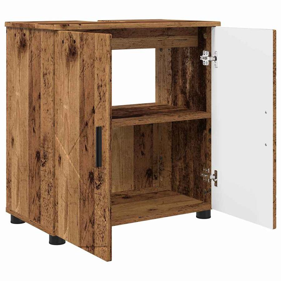 Badkamermeubelset 3 pcs Oud Hout Bewerkt hout & Metaal