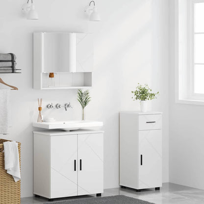 Badkamermeubelset met lade 3 pcs Wit Bewerkt hout & Metaal