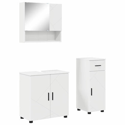 Badkamermeubelset met lade 3 pcs Wit Bewerkt hout & Metaal