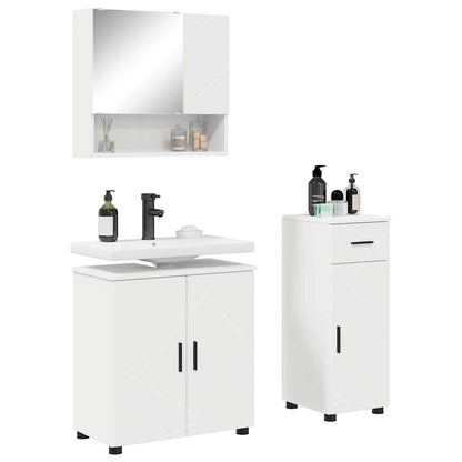 Badkamermeubelset met lade 3 pcs Wit Bewerkt hout & Metaal