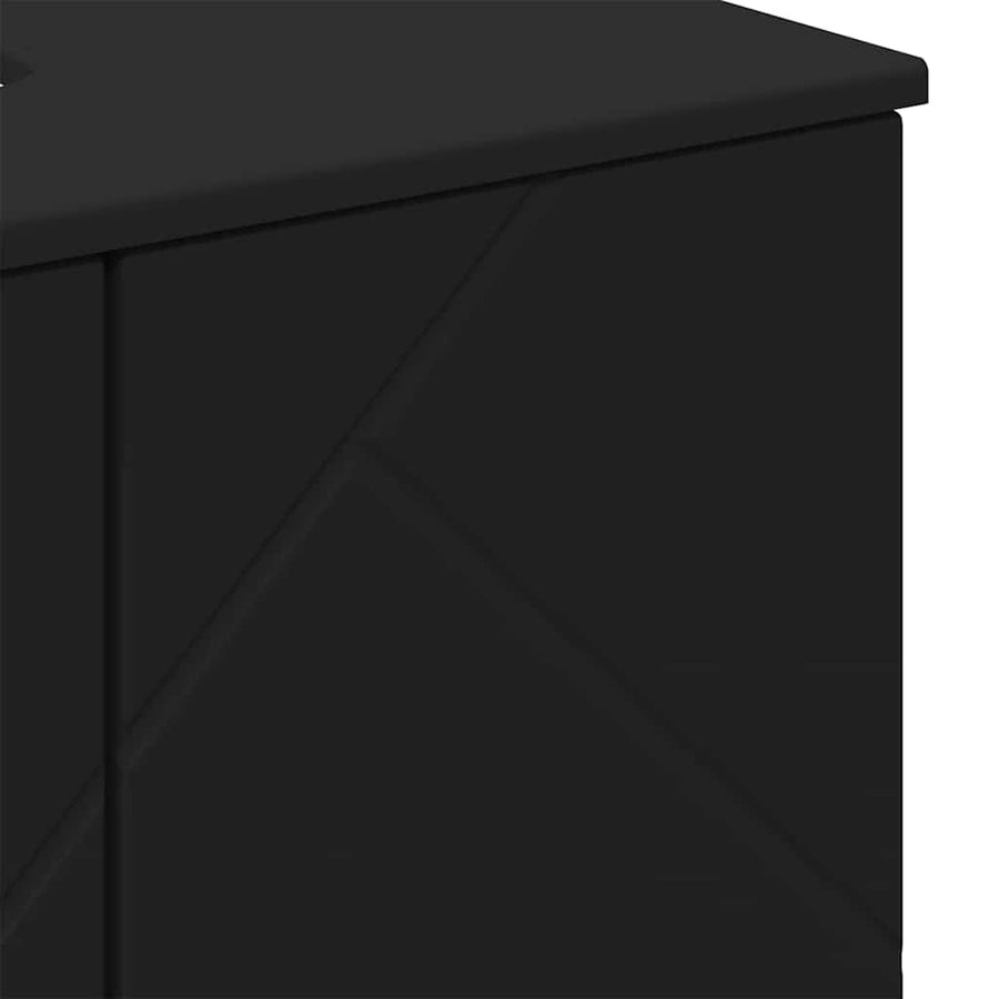 Badkamermeubelset met lade 3 pcs Zwart Bewerkt hout & Metaal