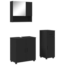 Badkamermeubelset met lade 3 pcs Zwart Bewerkt hout & Metaal
