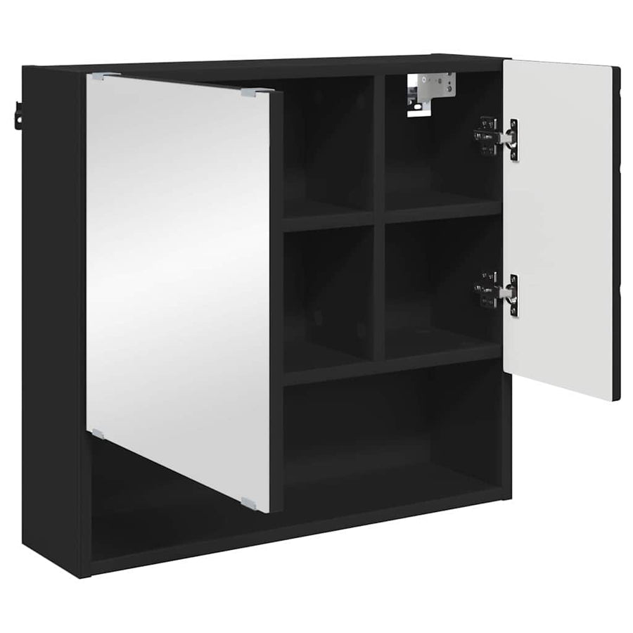 Badkamermeubelset met lade 3 pcs Zwart Bewerkt hout & Metaal
