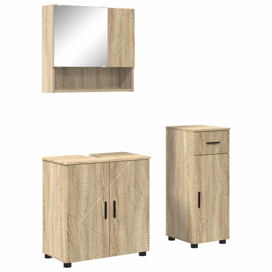 Badkamermeubelset 3 st Sonoma Eiken 61 x 35 x 64 cm