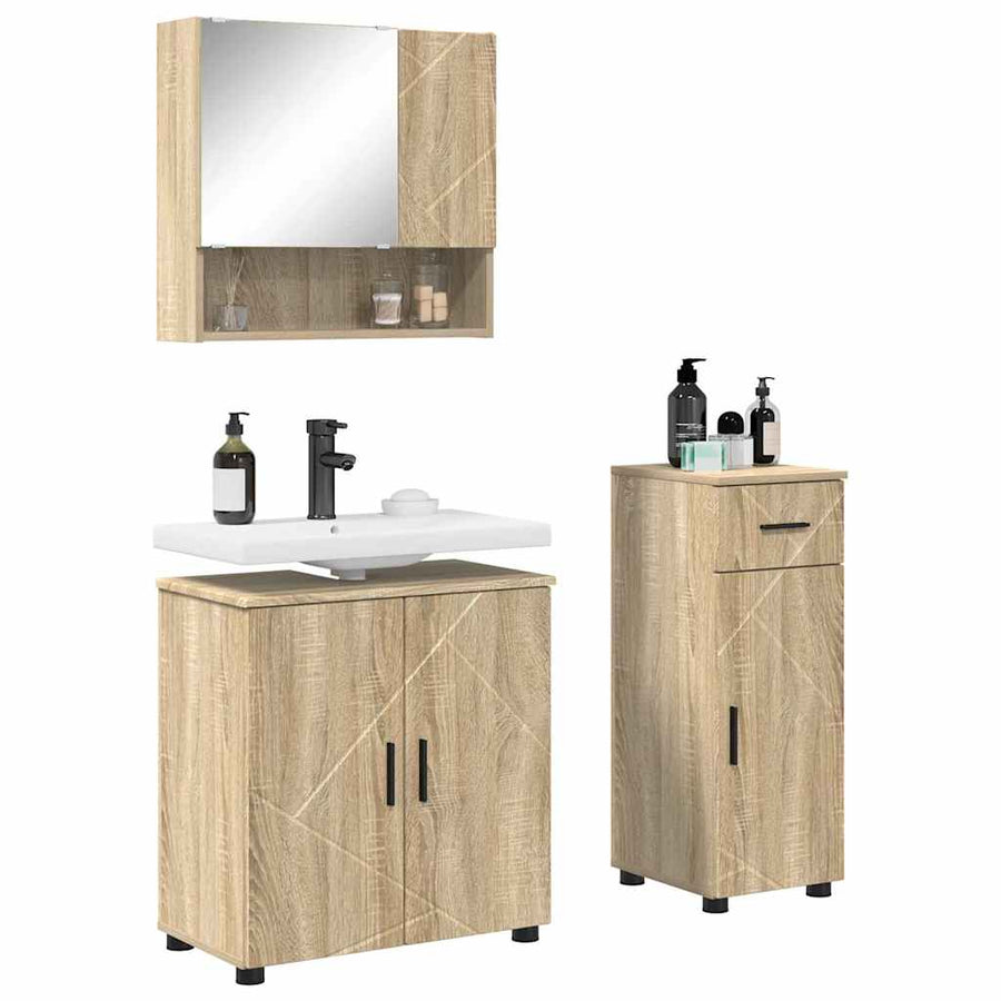 Badkamermeubelset 3 st Sonoma Eiken 61 x 35 x 64 cm