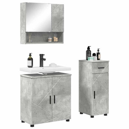 Badkamermeubelset 3 pcs Beton Grijs Bewerkt hout & Metaal