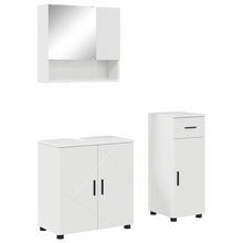 Badkamermeubelset 3 pcs Hoogglans wit Bewerkt hout & Metaal