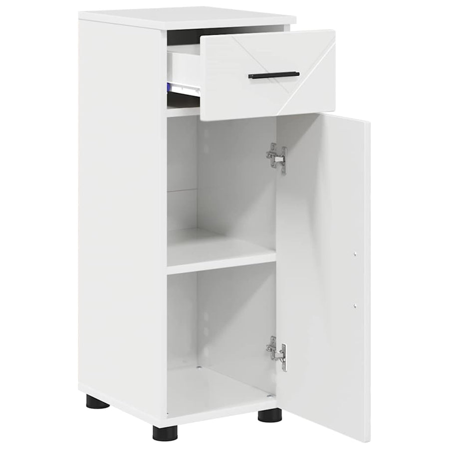 Badkamermeubelset 3 pcs Hoogglans wit Bewerkt hout & Metaal