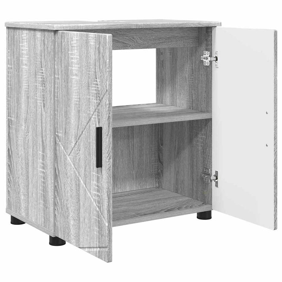 Badkamermeubelset 3 pcs Grijs Sonoma Bewerkt hout & Metaal