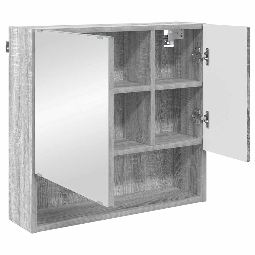 Badkamermeubelset 3 pcs Grijs Sonoma Bewerkt hout & Metaal