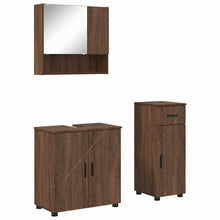 Badkamermeubelset 3 pcs Bruin Eiken Bewerkt hout & Metaal