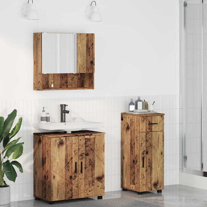 Badkamermeubelset met lade 3 pcs Oud Hout Bewerkt hout & Metaal