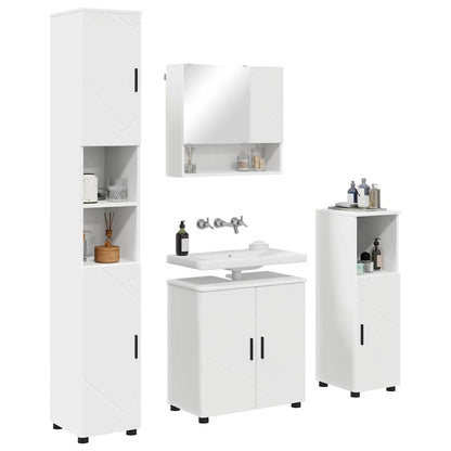 Badkamermeubelset met opslag 4 pcs Wit Bewerkt hout & Metaal