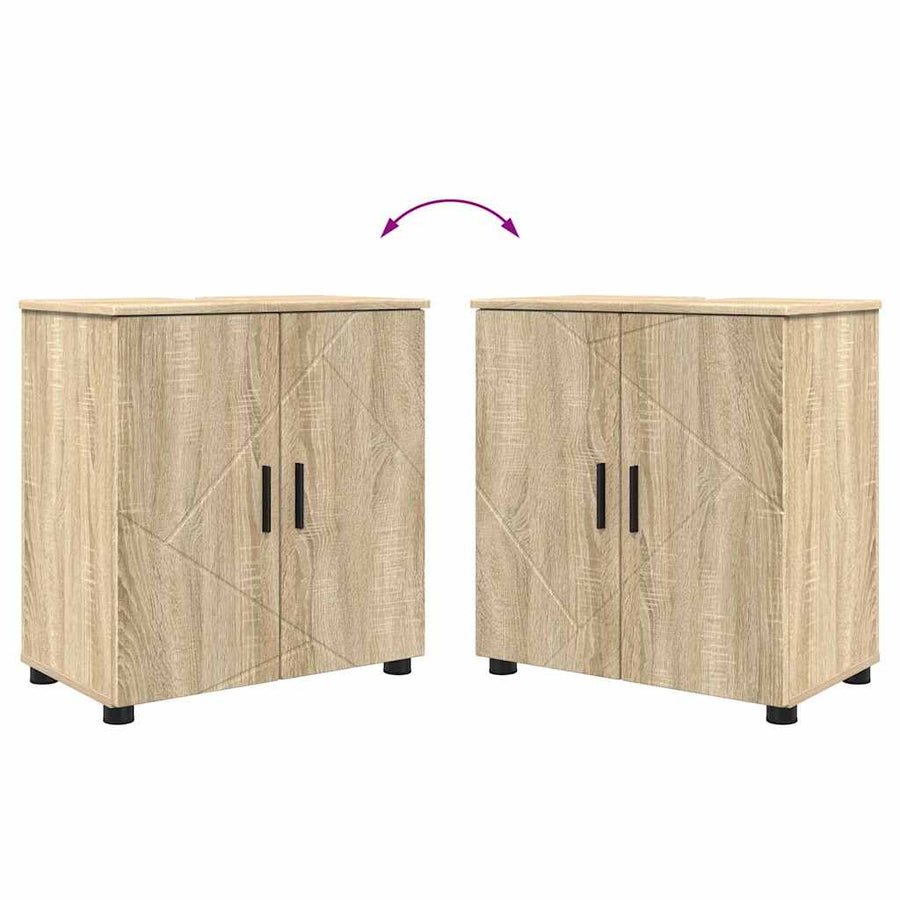 Badkamermeubelset 4 pcs Sonoma Eiken Bewerkt hout & Metaal