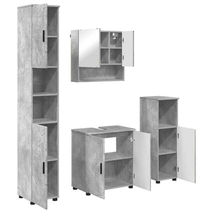 Badkamermeubelset 4 pcs Beton Grijs Bewerkt hout & Metaal