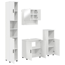 Badkamermeubelset 4 pcs Hoogglans wit Bewerkt hout & Metaal