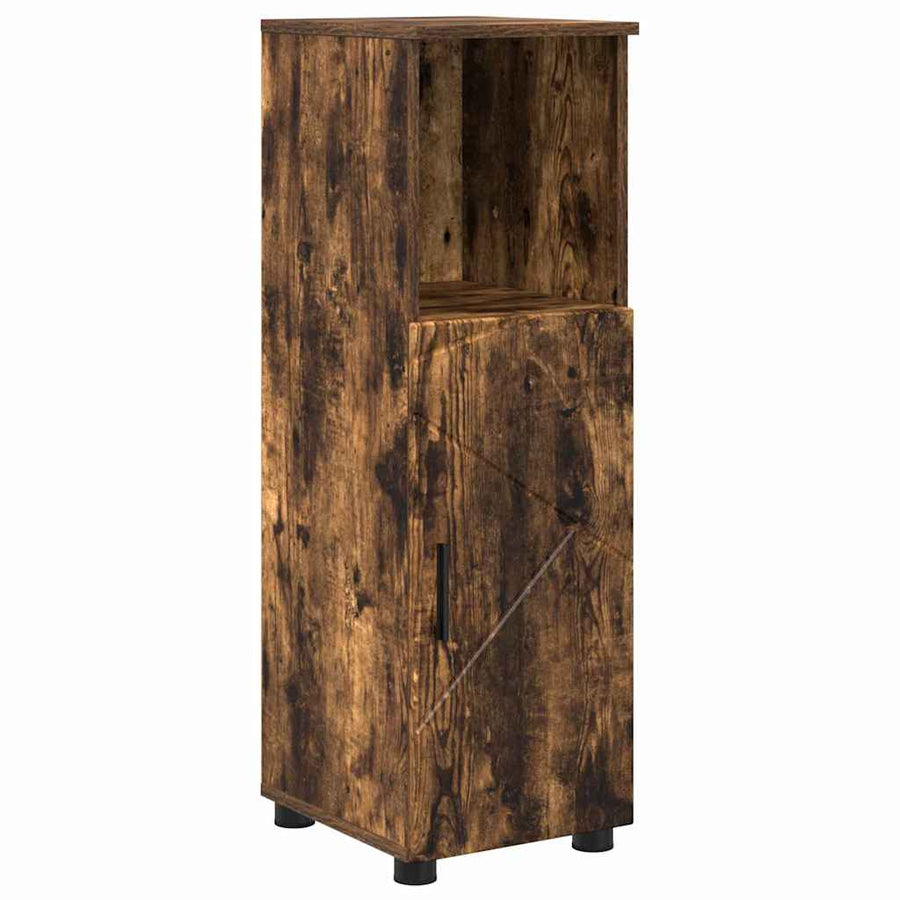 Badkamermeubelset 4 pcs Gerookt eiken Bewerkt hout & Metaal
