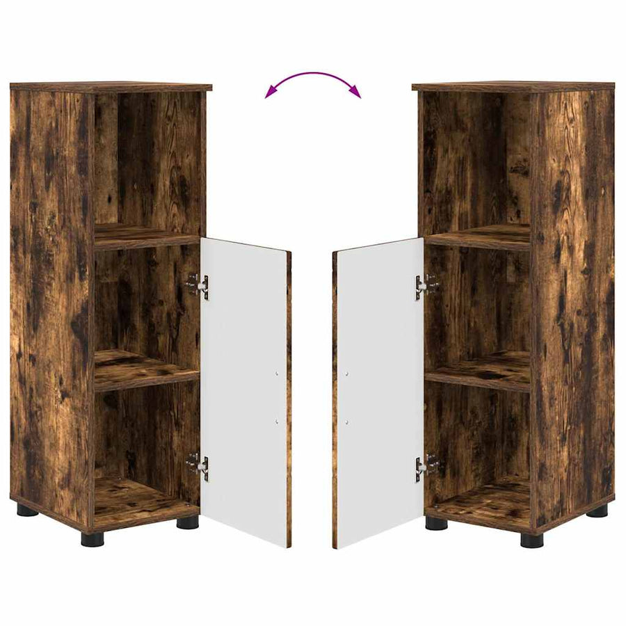 Badkamermeubelset 4 pcs Gerookt eiken Bewerkt hout & Metaal