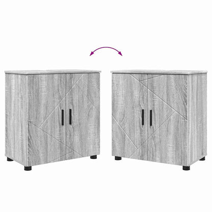 Badkamermeubelset 4 pcs Grijs Sonoma Bewerkt hout & Metaal