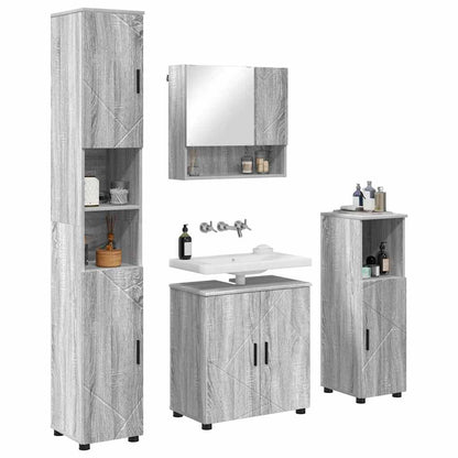Badkamermeubelset 4 pcs Grijs Sonoma Bewerkt hout & Metaal