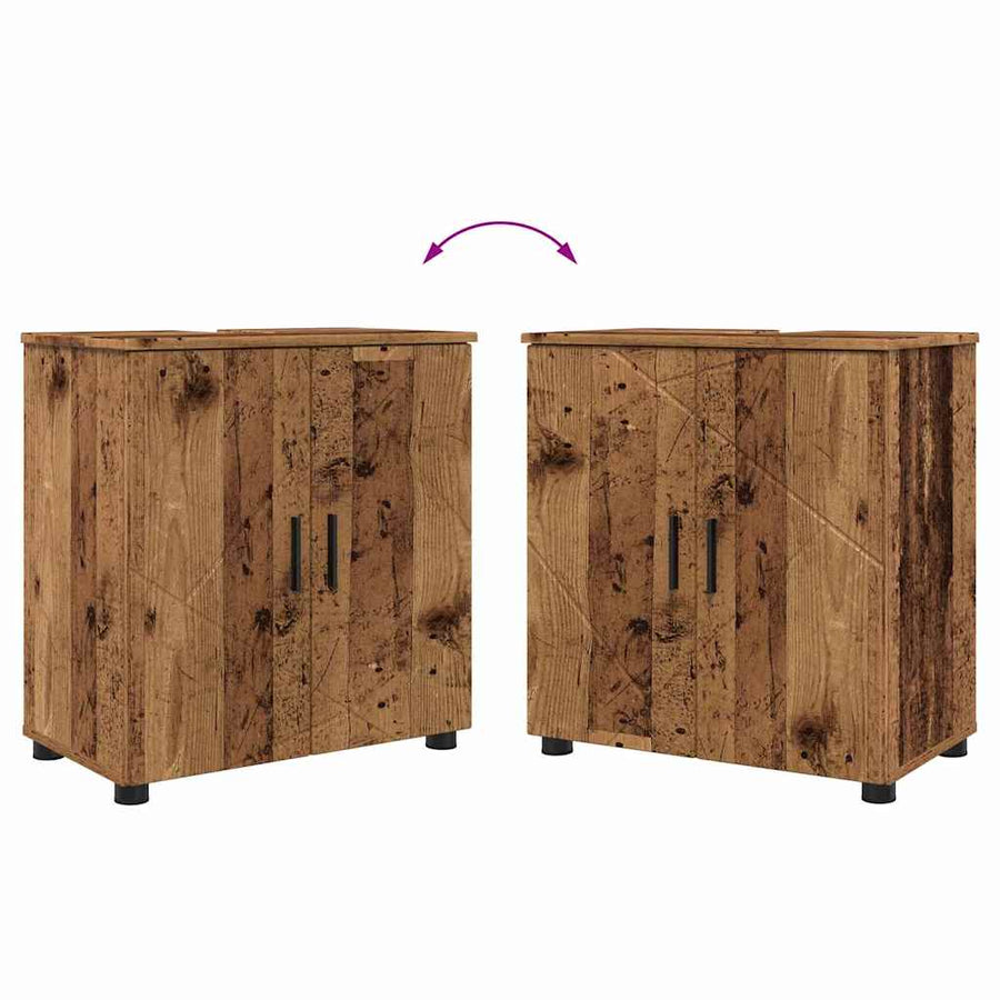 Badkamermeubelset 4 pcs Oud Hout Bewerkt hout & Metaal