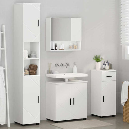 Badkamermeubelset met lade 4 pcs Wit Bewerkt hout & Metaal