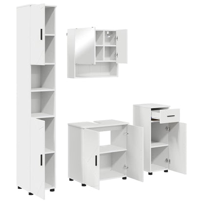 Badkamermeubelset met lade 4 pcs Wit Bewerkt hout & Metaal