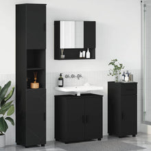 Badkamermeubelset met lade 4 pcs Zwart Bewerkt hout & Metaal