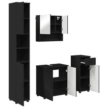 Badkamermeubelset met lade 4 pcs Zwart Bewerkt hout & Metaal